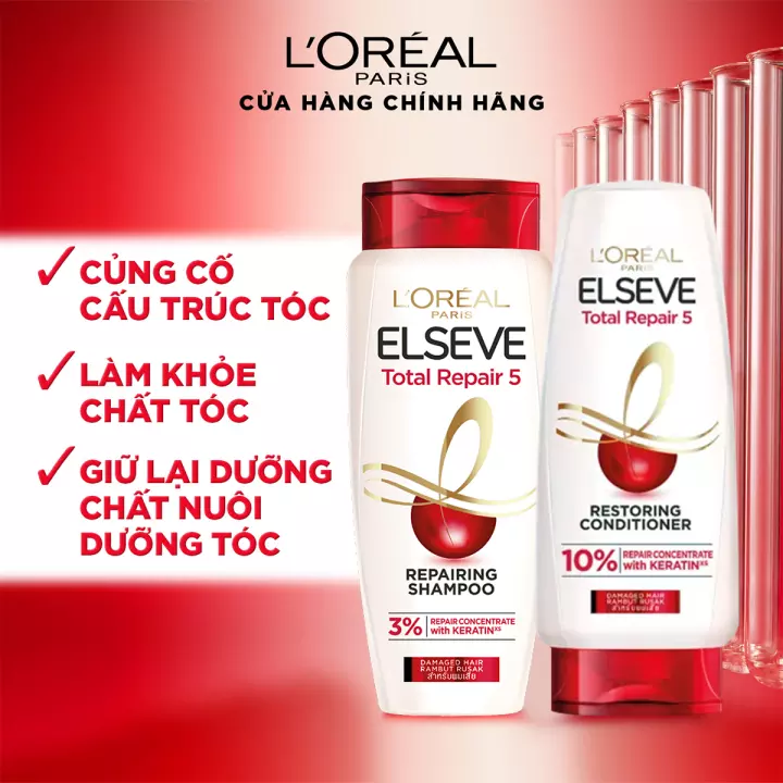 Dầu xả L'Oréal Paris Elseve Total Repair 5 Restoring Conditioner - 280ml [giảm 5 dấu hiệu tóc hư tổn]