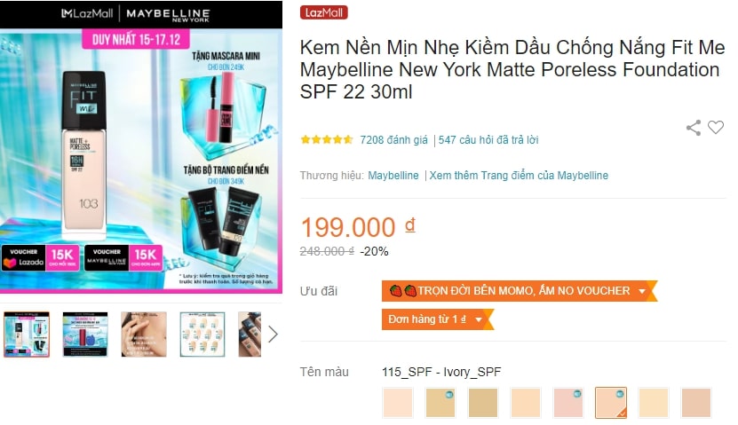 Maybelline sale 15.12