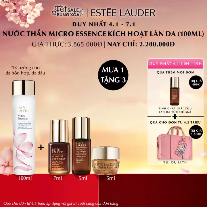 Estee Lauder Sale Tết - Nước dưỡng tinh chất Estee Lauder Micro Essence Treatment Lotion Fresh with Sakura Ferment