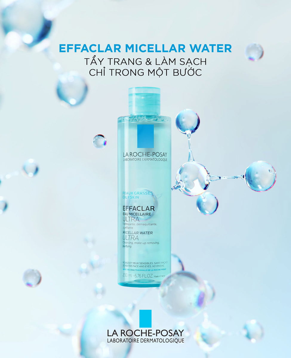 Nước làm sạch sâu và tẩy trang dành cho da mụn, da dầu nhạy cảm La Roche-Posay Effaclar Micellar Water 400ml