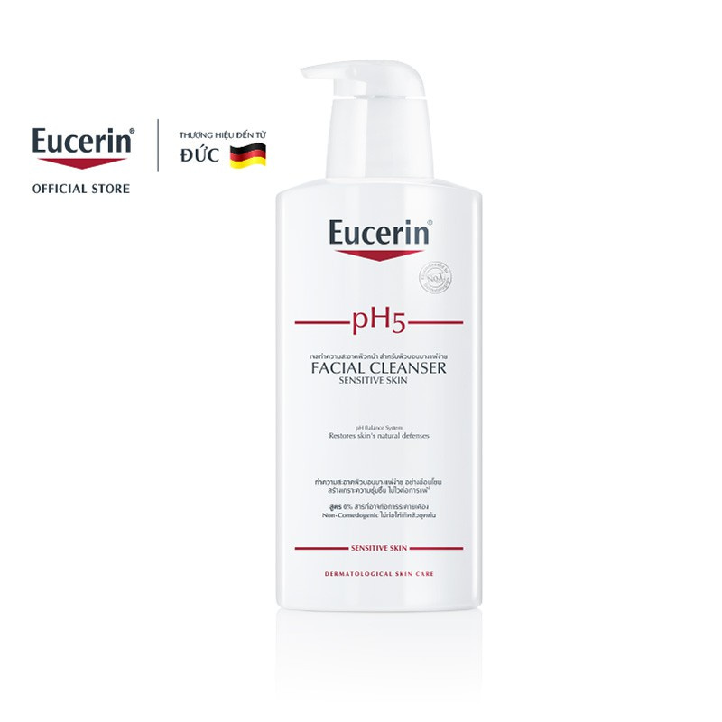 Đề xuất lựa chọn sữa rửa mặt phù hợp cho da nhạy cảm Eucerin pH5 Sensitive Skin Facial Cleanser