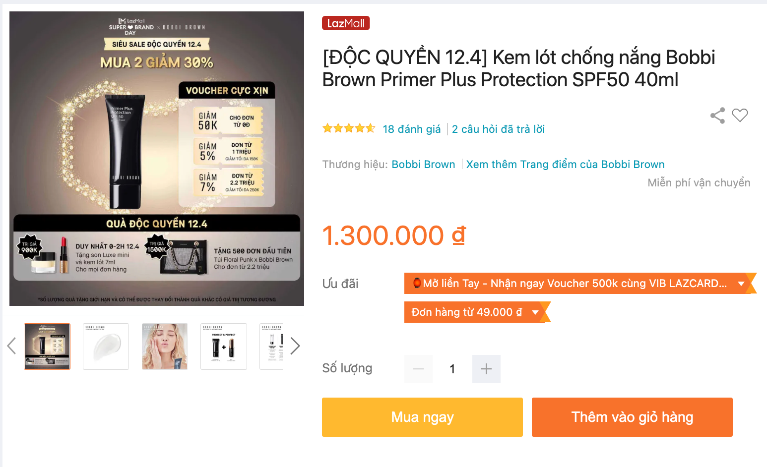 Kem lót chống nắng Bobbi Brown Primer Plus Protection SPF50 40ml